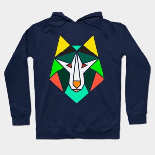 Colorful animal. Geometric lion face with triangles in bright colors. Hoodie